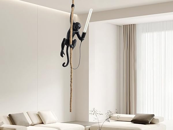 ❁*·⑅moca*·⑅❁*· CHABEI Modern Resin Monkey Wall Lamp & Pendant Light - Hemp