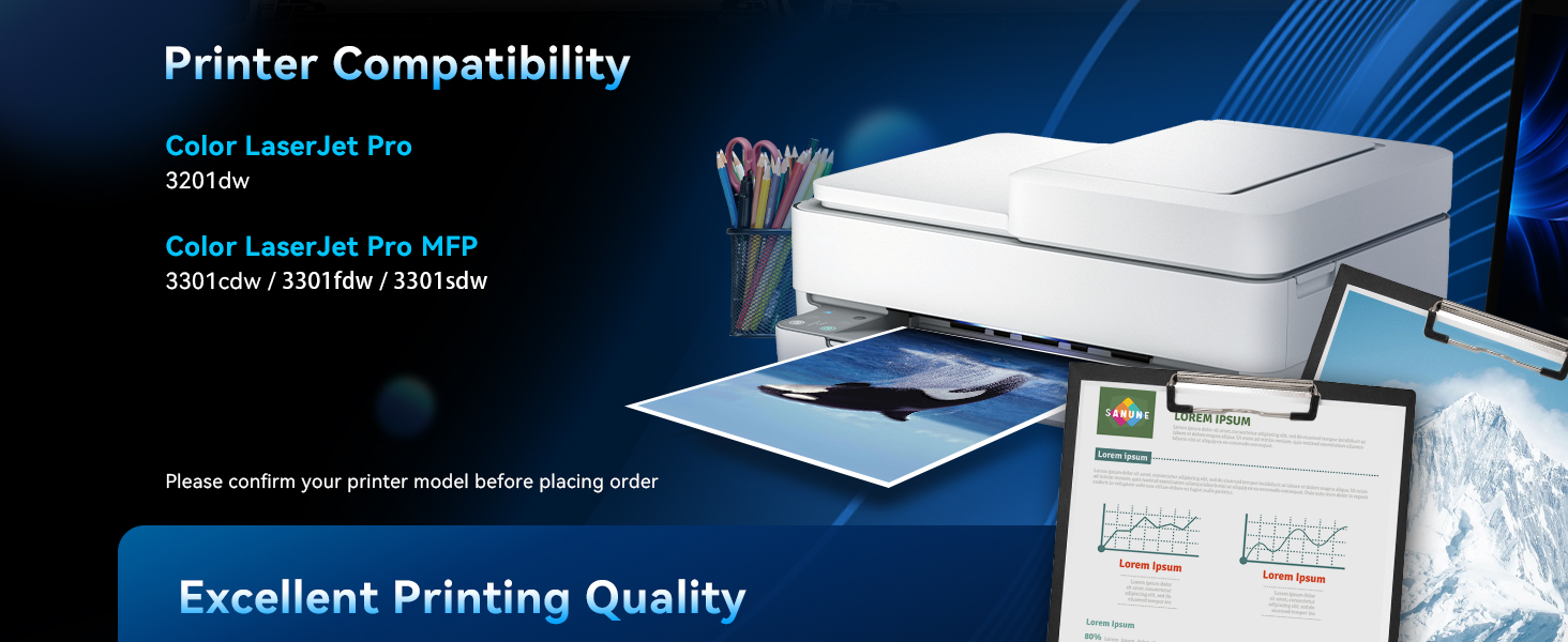 SANUNE 218A Toner Cartridge 4 Pack (No Chip) Replacement