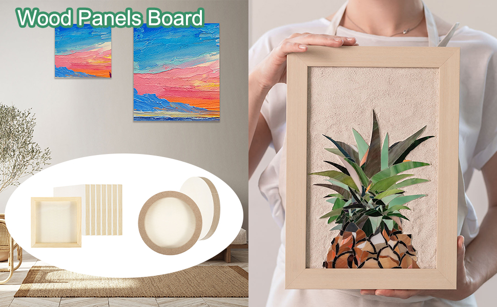 PATIKIL 6" 8" 10" 12" Wood Panels Board, Unfinished Round Art Wood