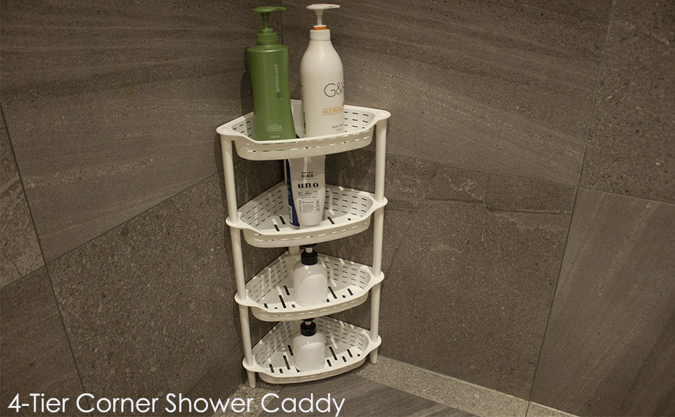 YYDesign 4 Tier Shower Caddy Organiser Shelf Rack Corner Standing 12.80