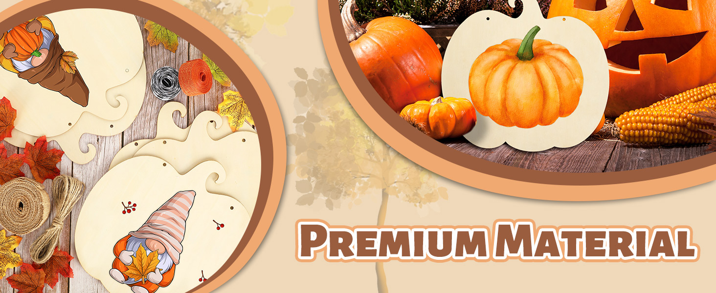 5 Pieces 11.6 Inch Thanksgiving Unfinished Wood Pumpkin Cutout