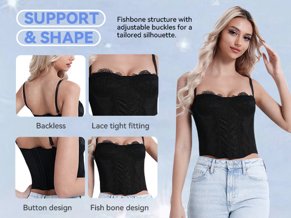 Liebster Y2K Trendy Lace Bustier Corset Tops for Women