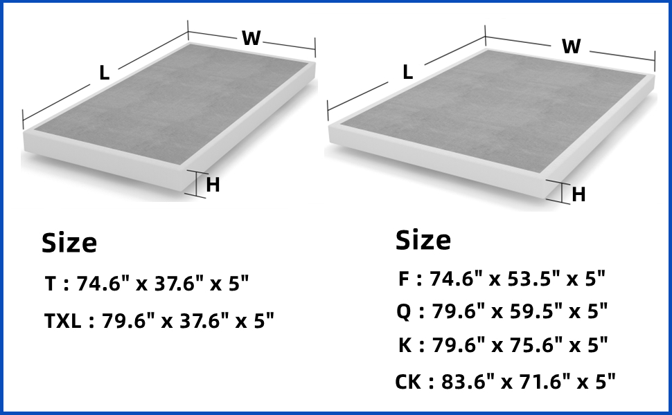 THEOCORATE Cal King Box Spring, 5 Inch Low Profile Metal