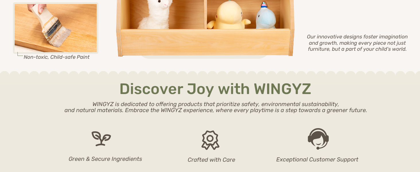 wingyz Kids Toy Storage Organizer with Bookshelf