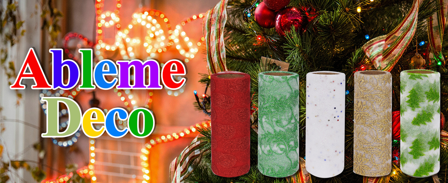 3 Rolls Christmas Tulle Fabric Roll (6 Inch x 10 Yards