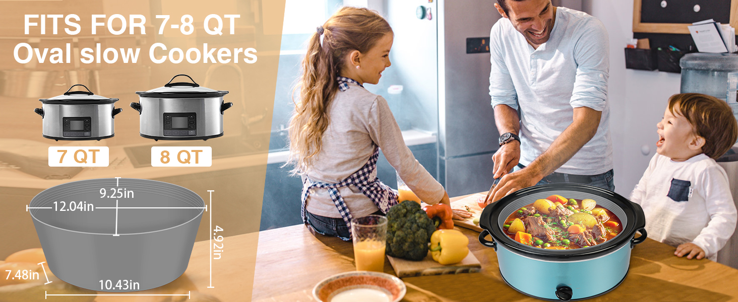 Silicone Slow Cooker Liners fit CrockPot 78 Quart Oval