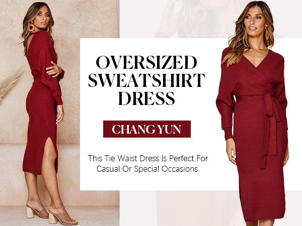 Chang Yun Women's Long Maxi Sweater Dresses Sexy Wrap