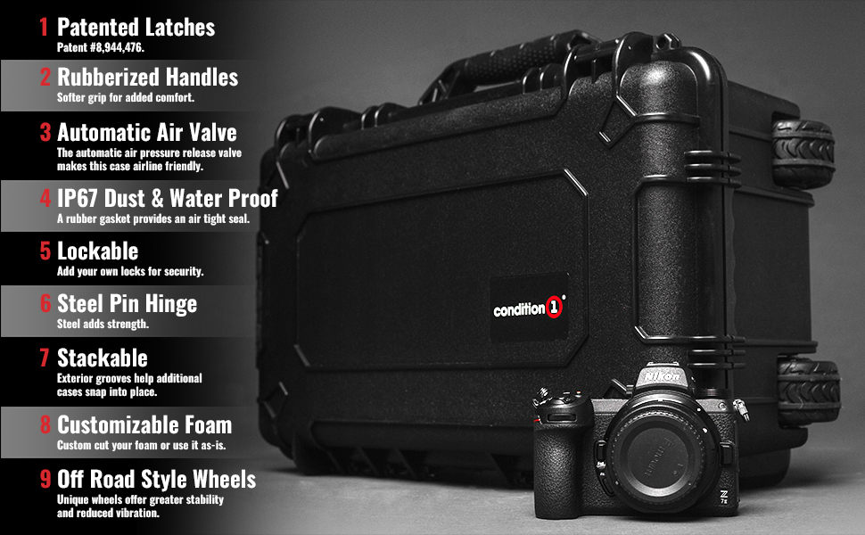 Condition 1 300 22” Large Rolling Lockable Hard Storage Case with Foam, Waterproof