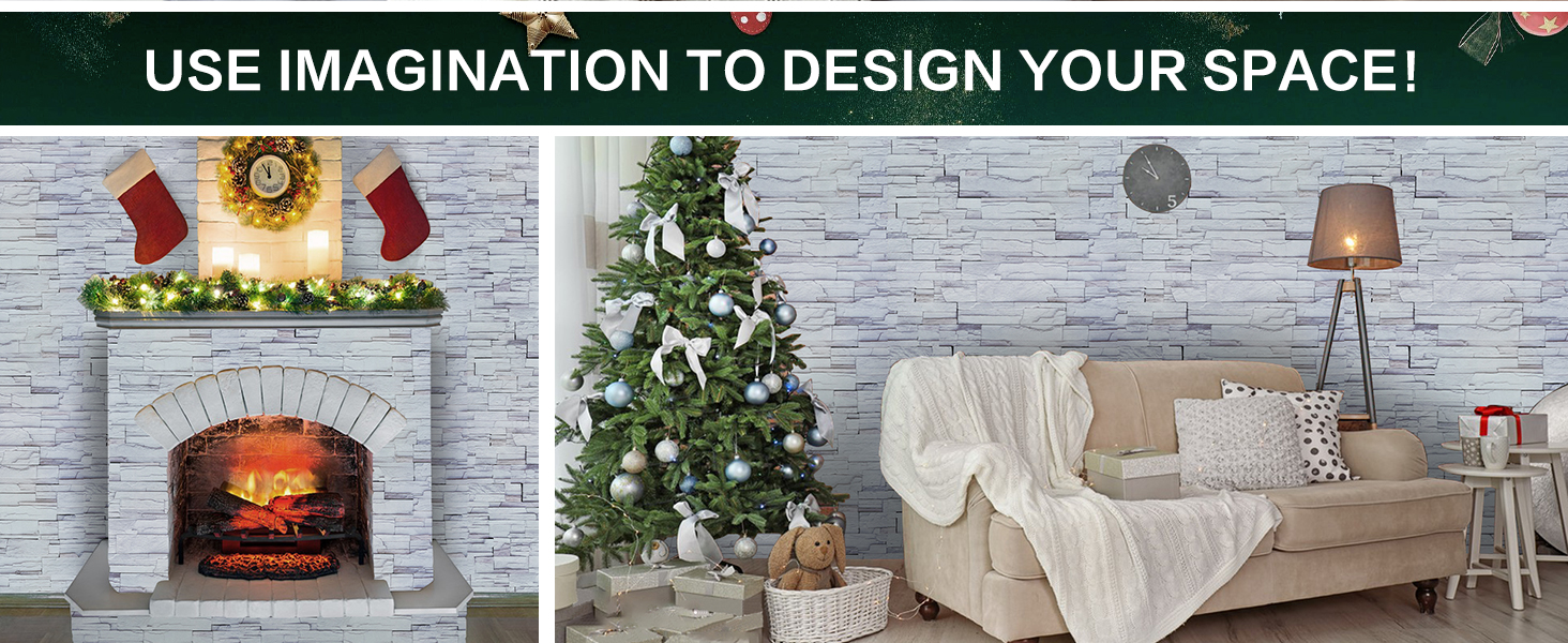 LXCREAT Brick Gray Wallpaper Peel and Stick, Self Adhesive Faux Stone