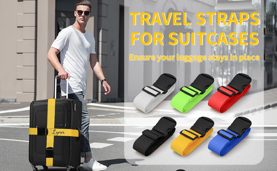 Personalised Luggage Straps for Suitcases, 2 Pack Custom Luggage