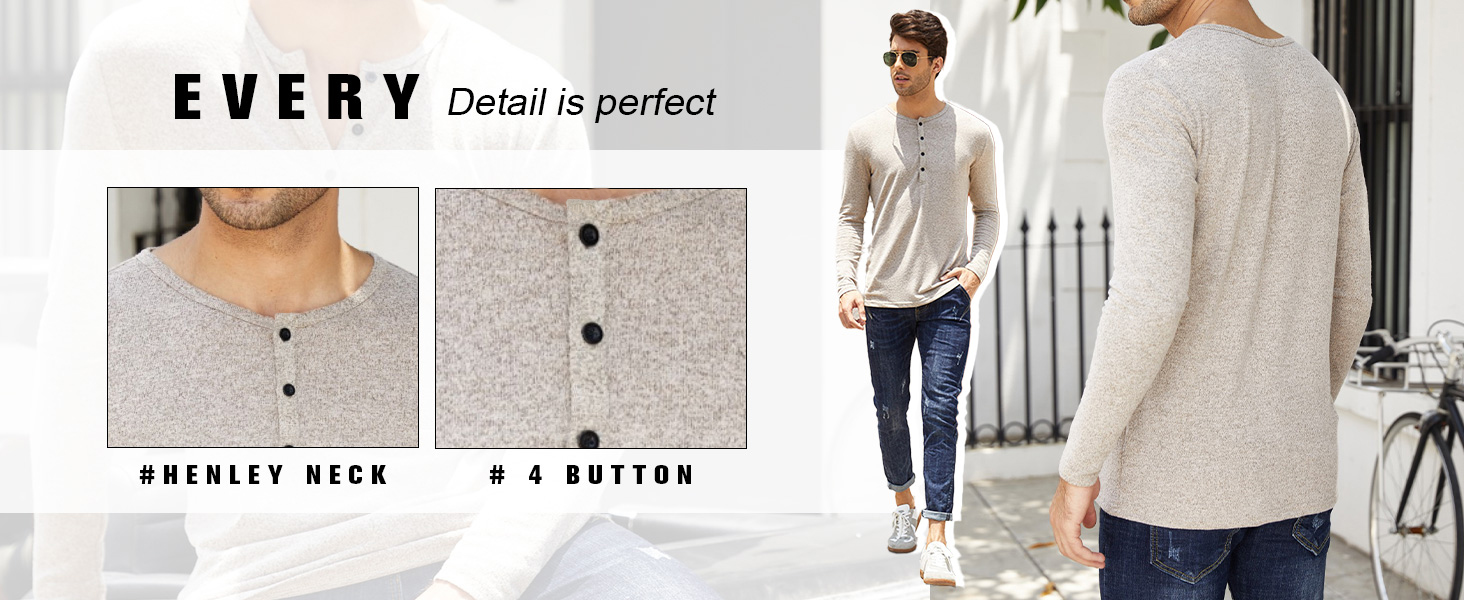 Men&#39;s 2Pack Slim Fit Henley Shirts LWX