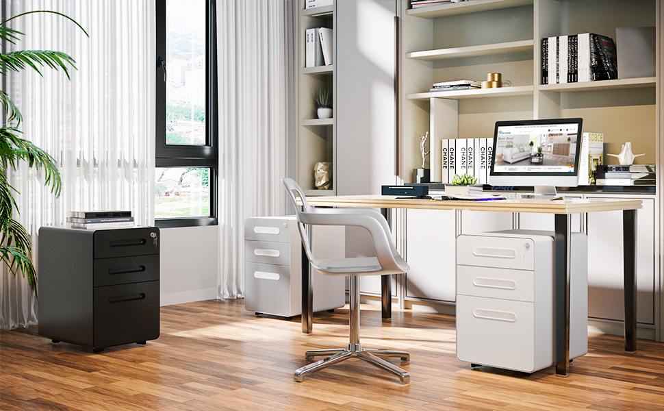 YITAHOME 3Drawer Rolling File Metal Mobile File with