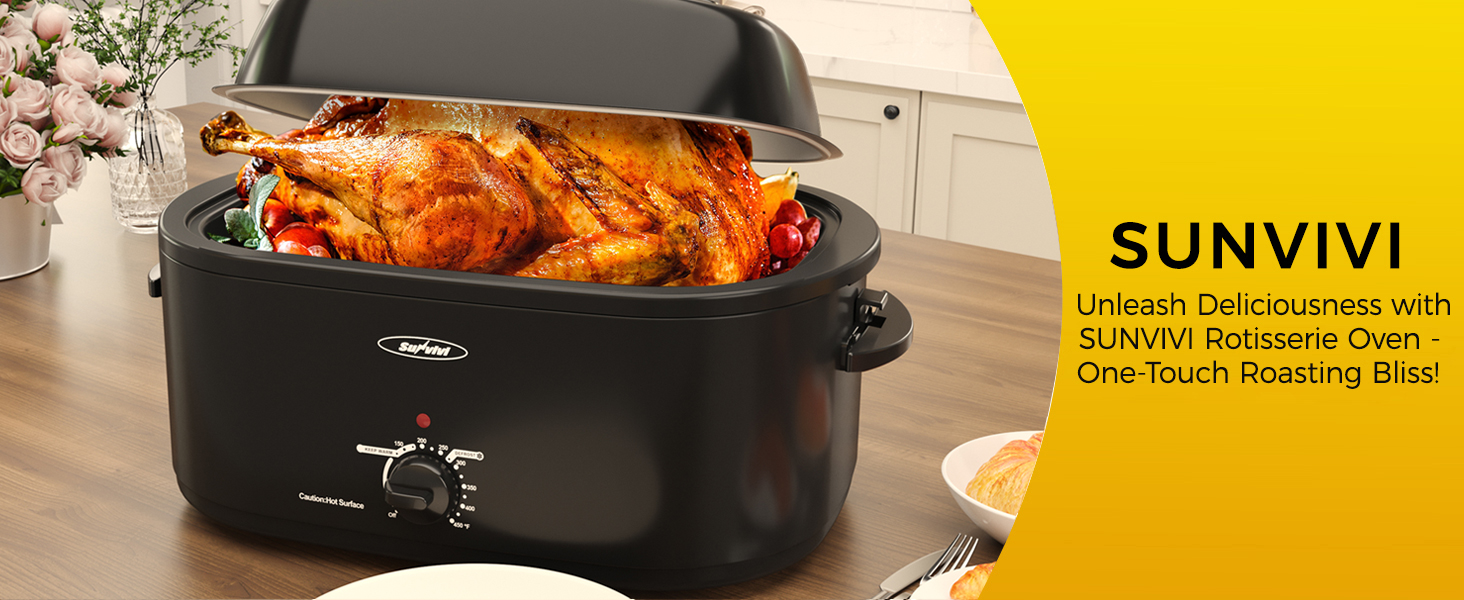 Sunvivi 28 Quart Electric Roaster Oven Turkey Roaster with