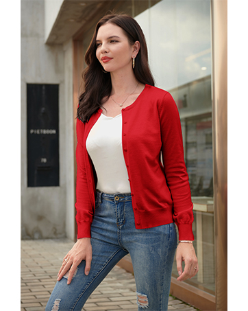 red cardigan for women