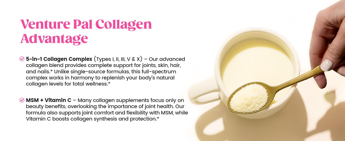 Collagen Peptides Type I, II, III, V, X, MSM, Glucosamine, Chondroitin, Vitamin C
