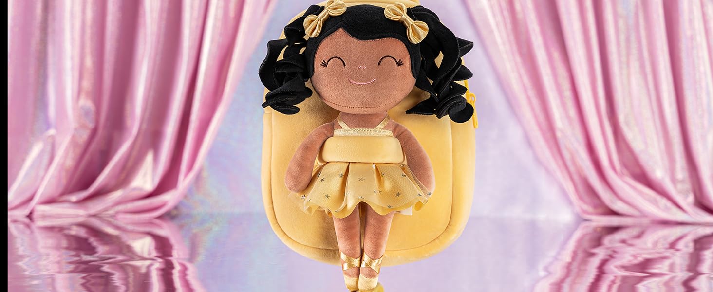Gloveleya Toddler Backpack Baby Ballerina Girl Gifts Plush Curly Hair Ballet Backpack
