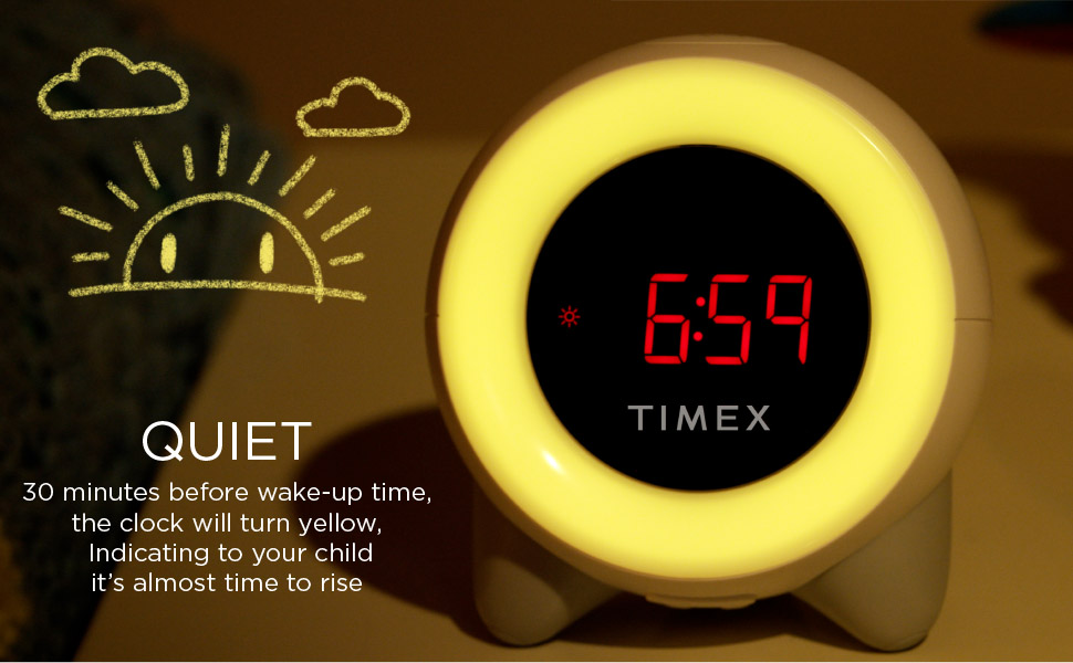 Timex Children's Sleep Training Nightlight Alarm Clock(TK321), Time to Rise, White