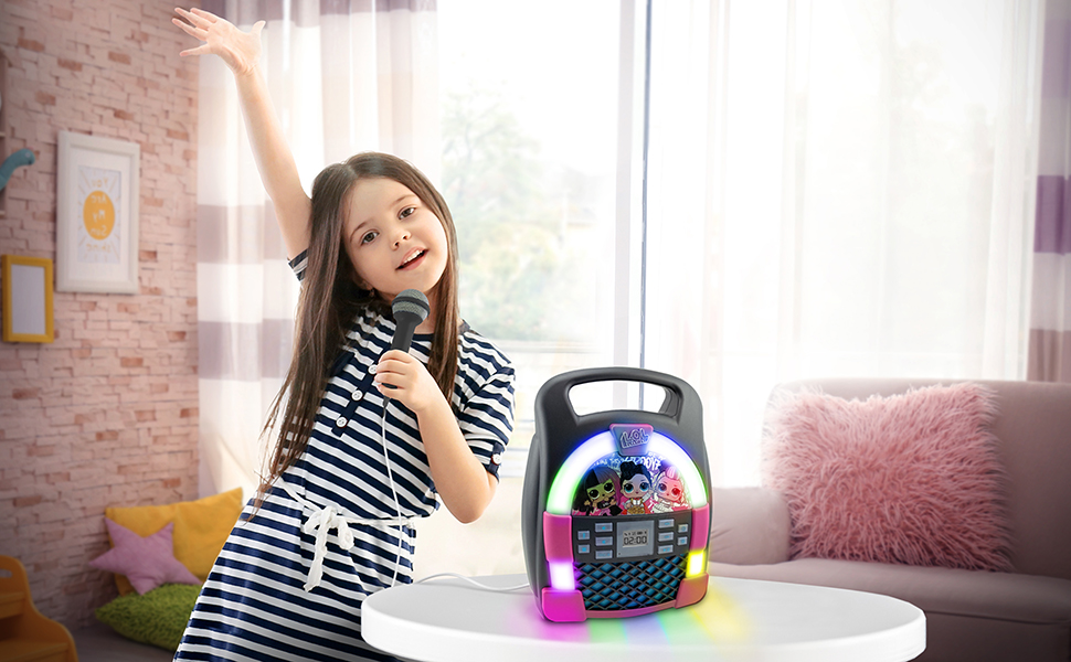 KIDdesigns LOL SURPRISE Bluetooth MP3 Sing Along Karaoke Machine Kids