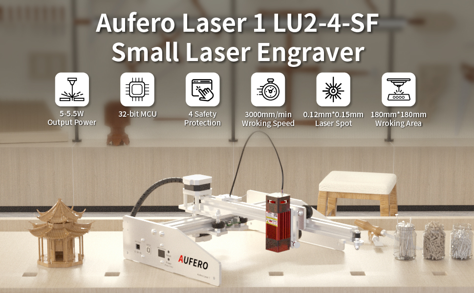 AUFERO Laser 1 レーザー彫刻機・加工機 LU2-4-SF Amazon.com: Aufero Laser 1 Laser Engraver, 5W Diode Short