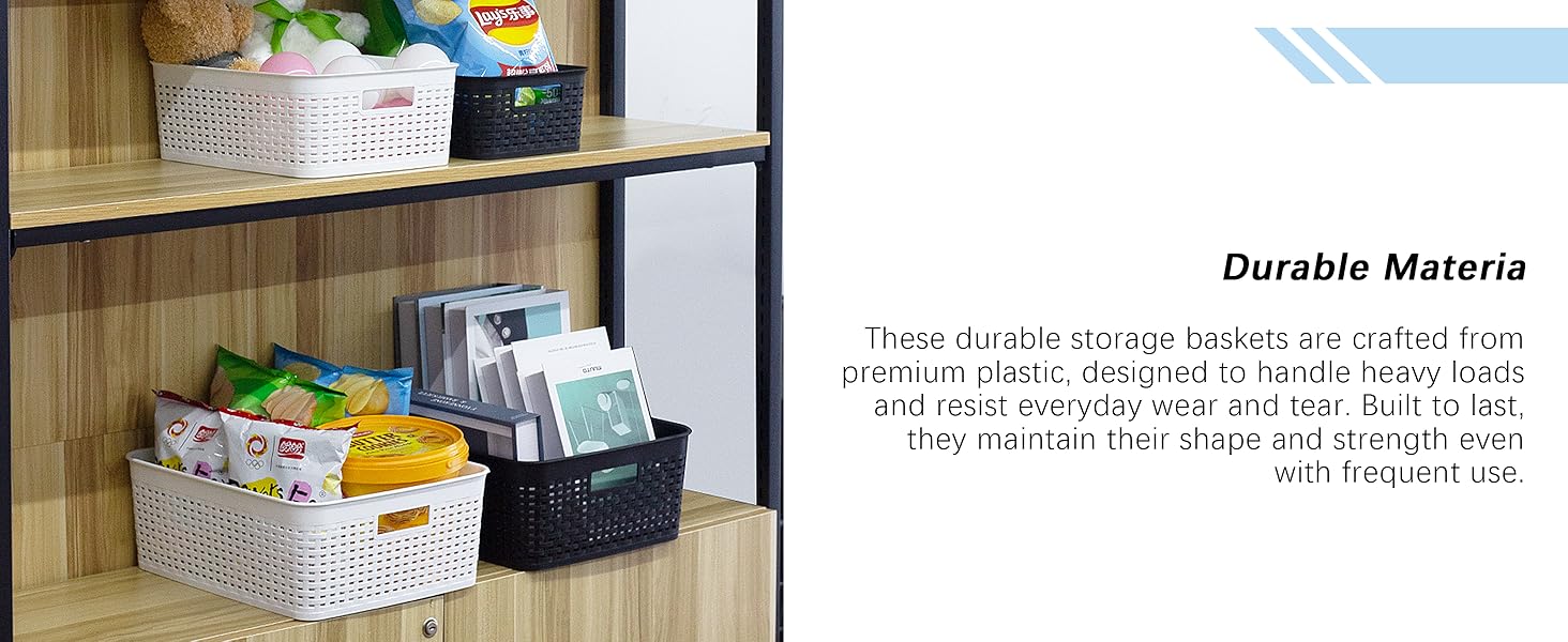 white plastic baskets