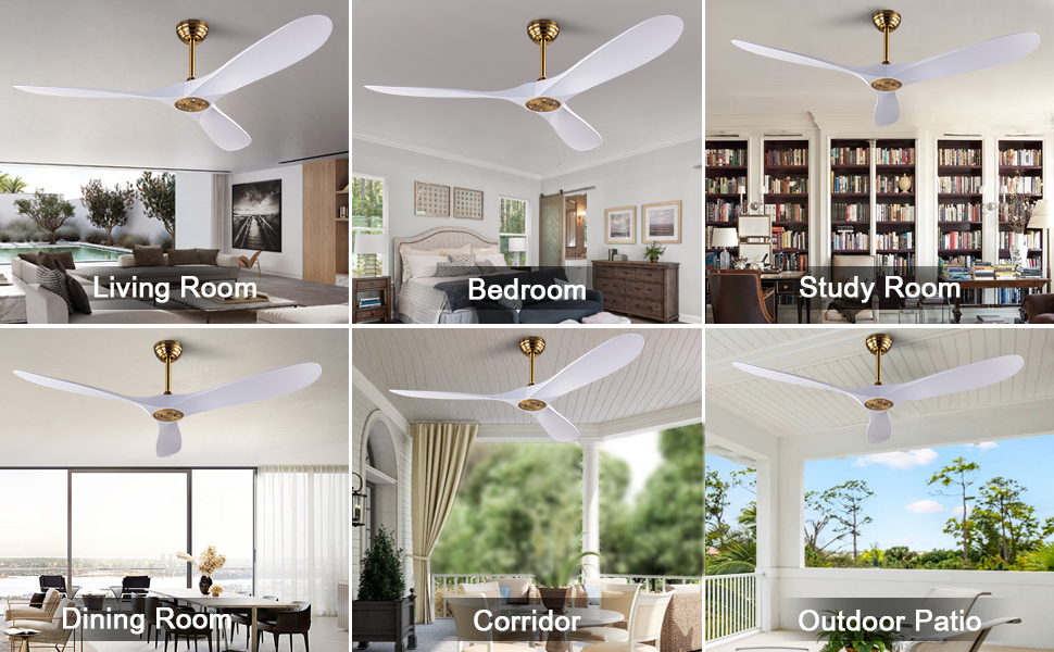 QUTWOB 60" Ceiling Fan with Remote Control No Lights,Modern