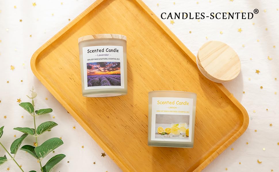 2 Pack Scented Candles, Lavender + Lemon, Scented Jar