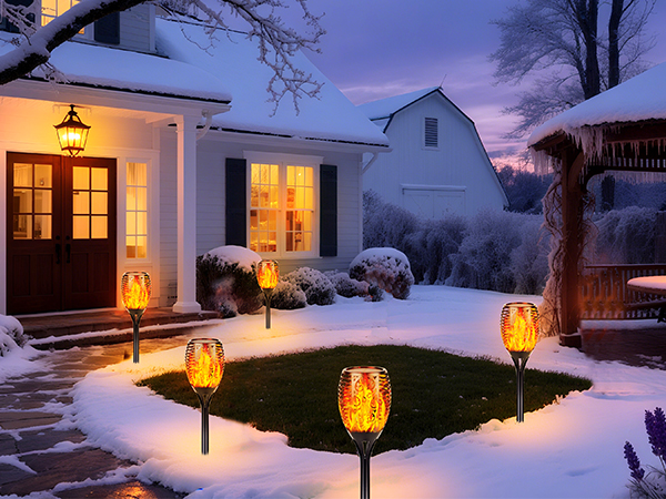 ライト・ランタン Jun Walensee Solar Tiki Torches with Flickering Flame,96 LED