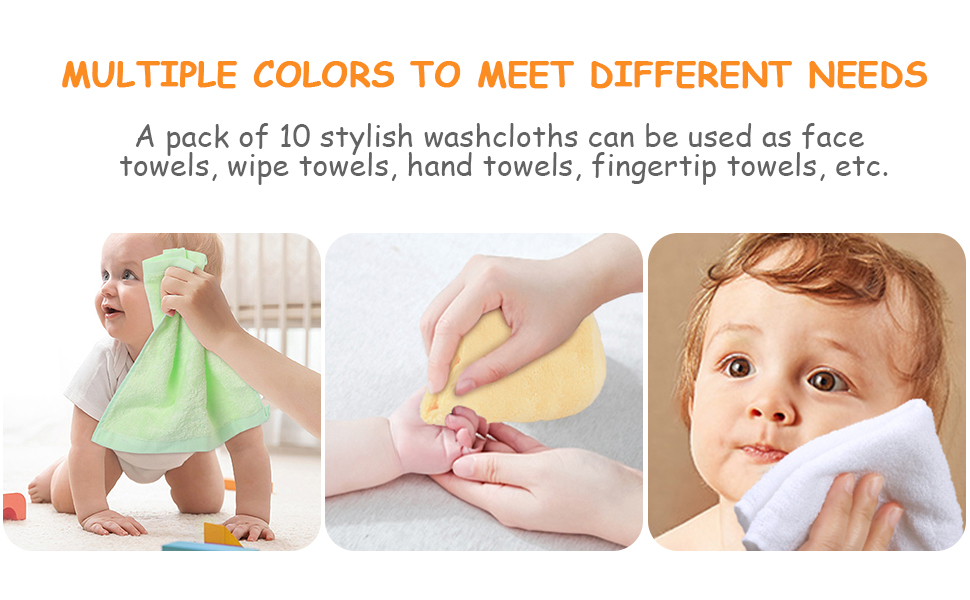 Yoofoss Bamboo Washcloth Towel Set 10 Pack Baby Wash Cloths for