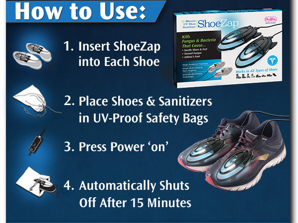PEDIC Shoe Sanitizer 4個セット PediFix ShoeZap Ultra Violet Shoe Sanitiser - Blister Prevention
