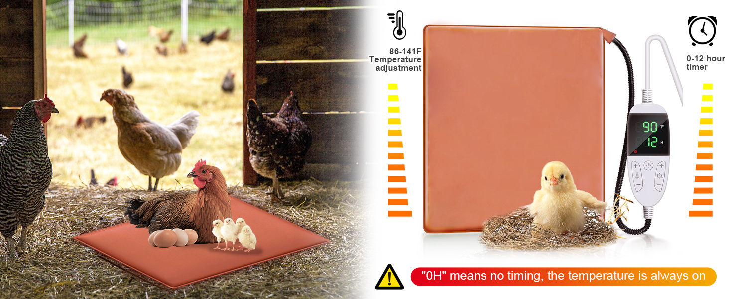 GIFANK Chicken Heating Pad Chicken Coop Heater Temperature