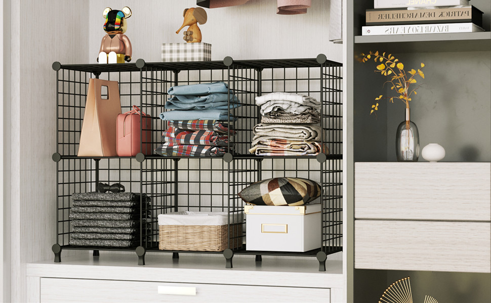 AWTATOS Cube Storage Unit, 6 Cube Wire Storage Shelves, Multifunctional DIY bookcases and