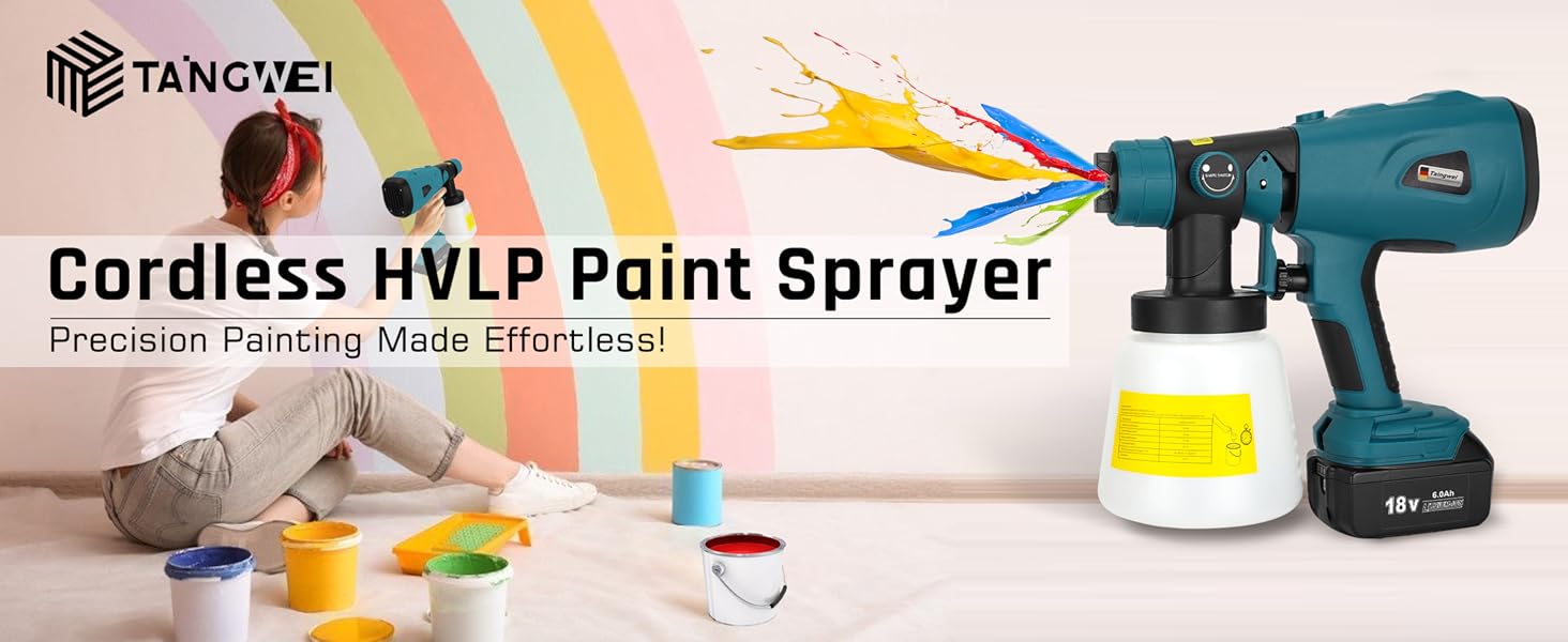 Taingwei Cordless Paint Sprayer for Makita 18v LXT Battery,200W HVLP Paint Sprayer
