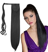 Gairyan 24" Long Straight Ponytail Extension Wrap Around Clip in Pony tail Hair Extensions Hairpi...
