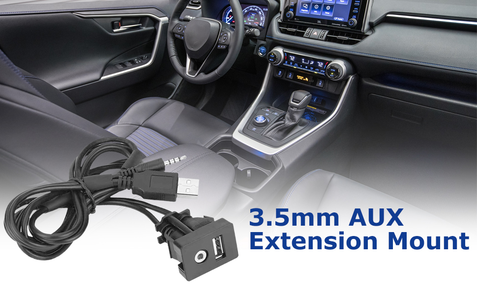 USB and Aux Port for Car, Universal Plastic and Copper 3.5mm Automotive USB Dual