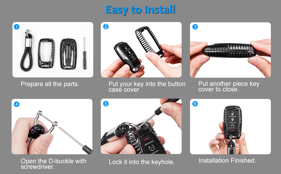 Carbon Fiber Key Fob Protector Keychain Compatible with Dodge Ram 1500 2500 3500 TRX Limited