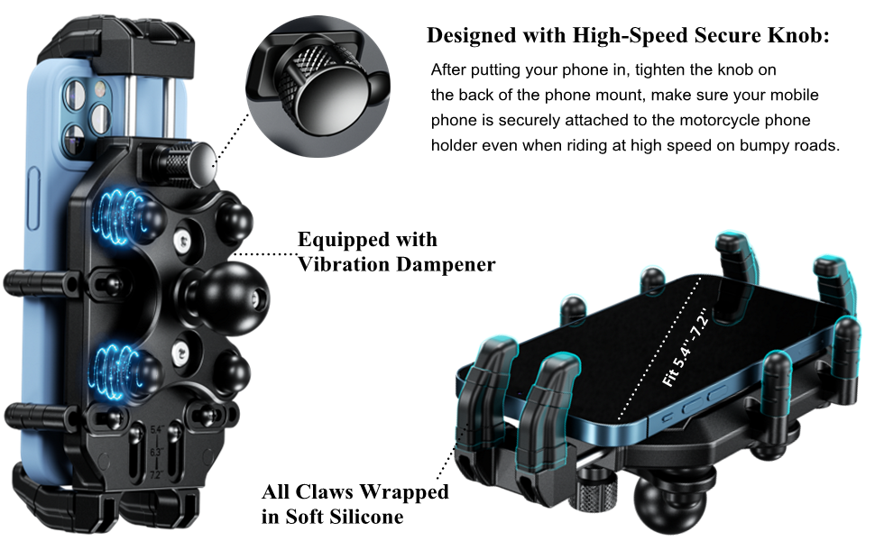 The motorcycle phone holder with High-Speed Secure Knob