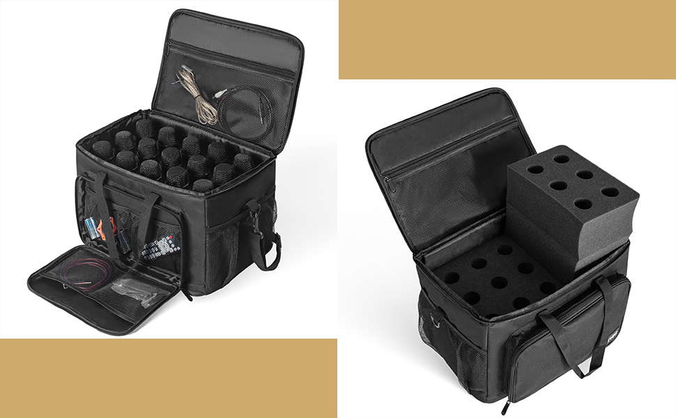 IBIVIVIC 15 Slots Wireless Microphone Bag with Foam