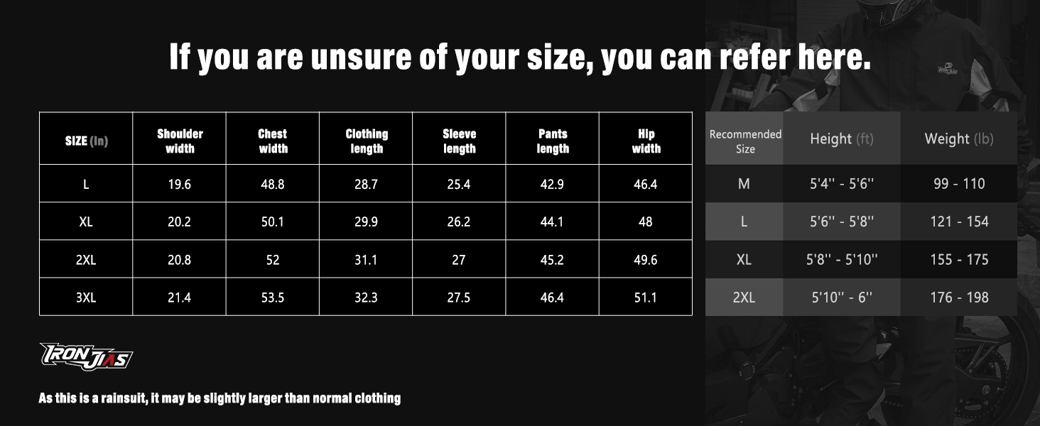 IRON JIA'S Rain Suit, Motorcycle Rain Gear Suit for Men