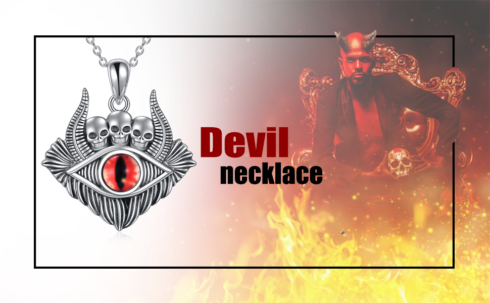 VADMANS Evil Eye Demon Pendant Skull Necklace 925 Sterling