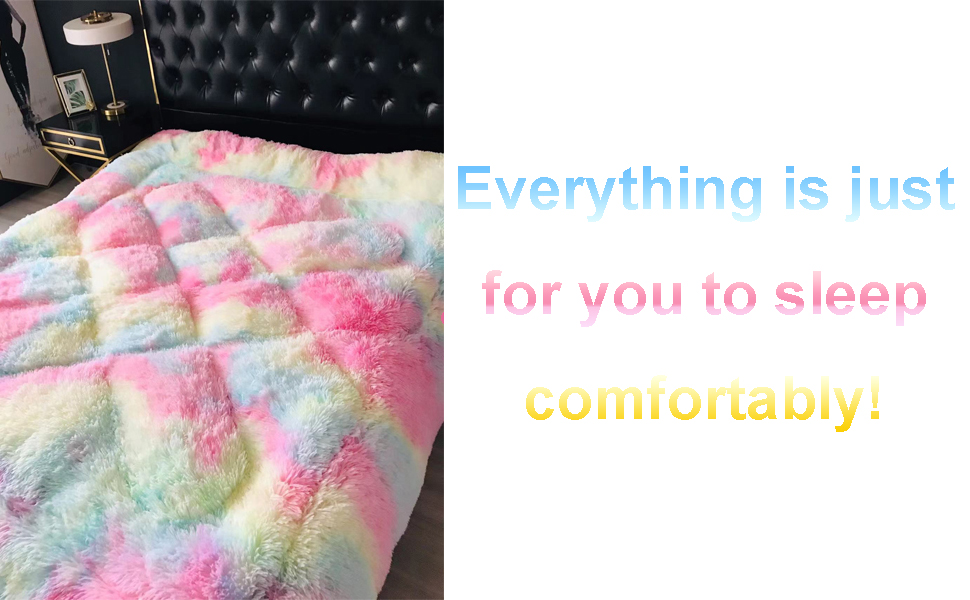 AETVRNI Luxury Plush Shaggy Thick Faux Fur Comforter, Big Heavy Winter Comforter Set