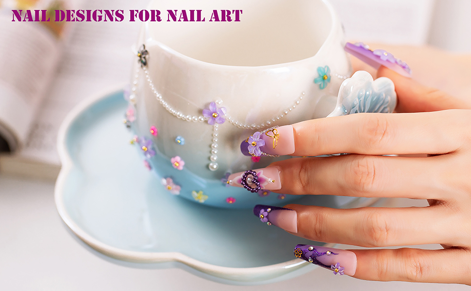 3d flower nail charms