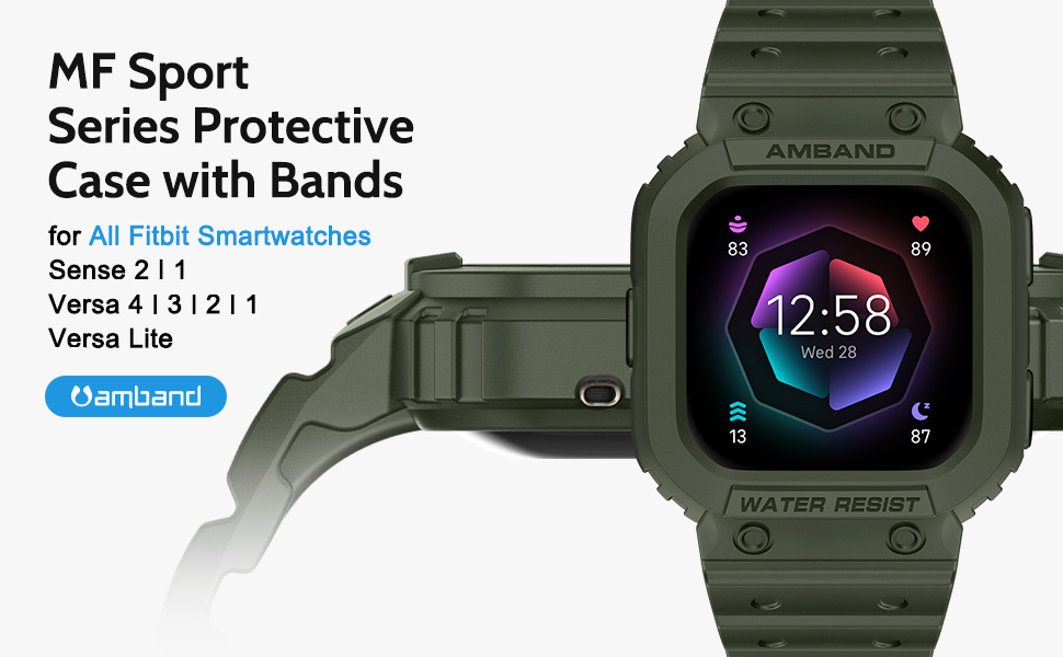 MF Sport Protective Case with Bands for All Fitbit Smartwatches Sense 2/1 Versa 4/3/2/1 | Versa Lite