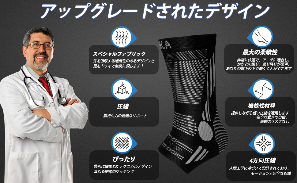 Amazon | NEENCA 足首サポーター 着圧ソックス アーチサポーター
