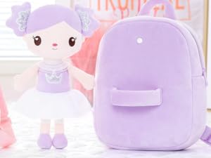 Gloveleya Toddler Backpack with Rag Doll Gifts for Girls Candy Girl Pink 9 Inches