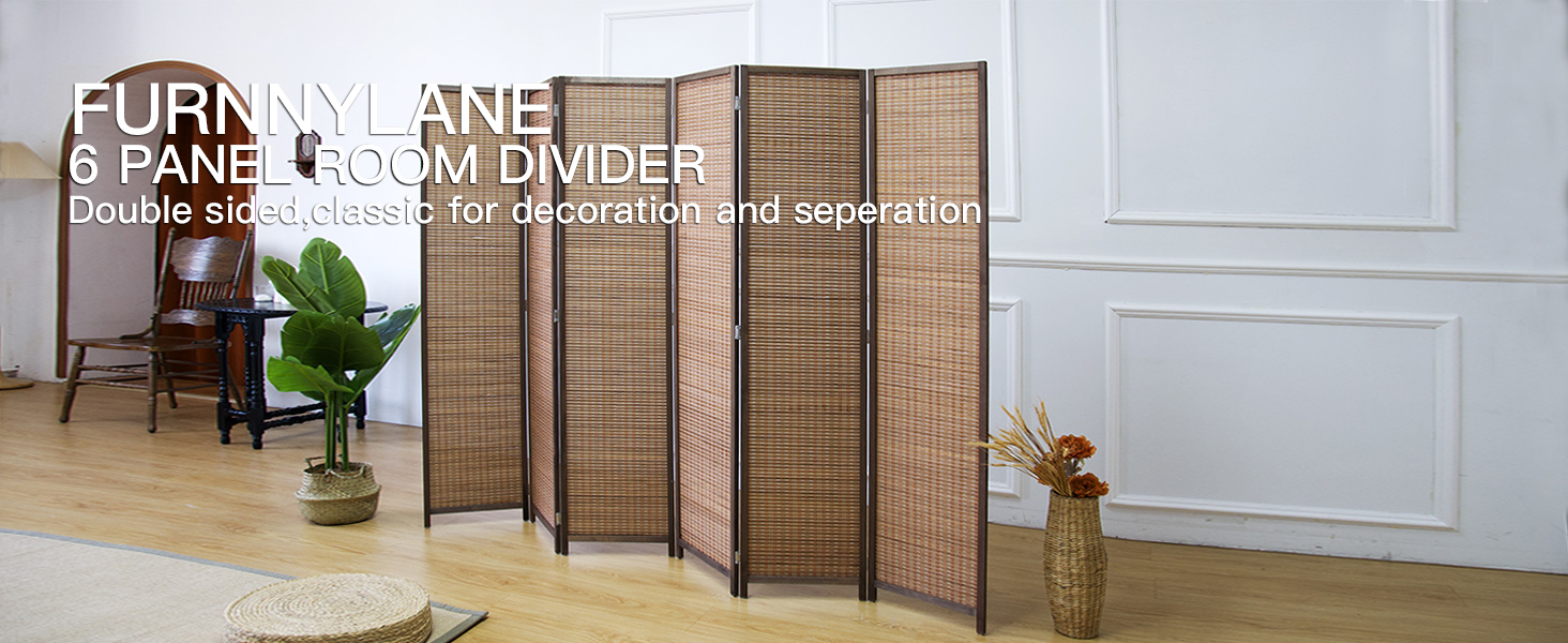 furnnylane 6 panel bamboo room divider