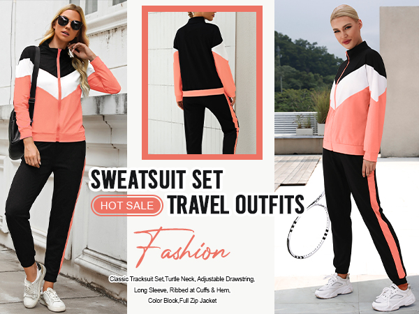 Amazon.com: Marvmys Color Block Tracksuit Set for Women Zip