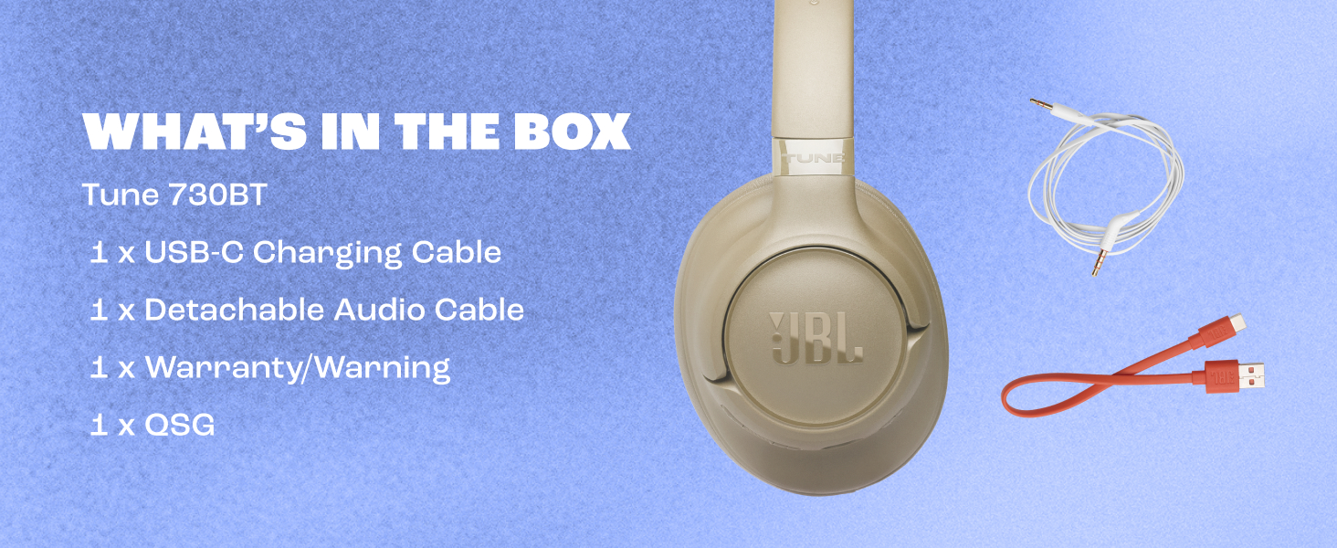 Text reads 'WHAT'S IN THE BOX'. Product contents display showing round metallic disc and red cord components against blue background.