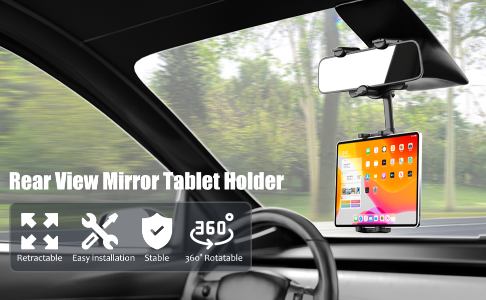 Wukanleng Tablet Holder for Car Rear View Mirror