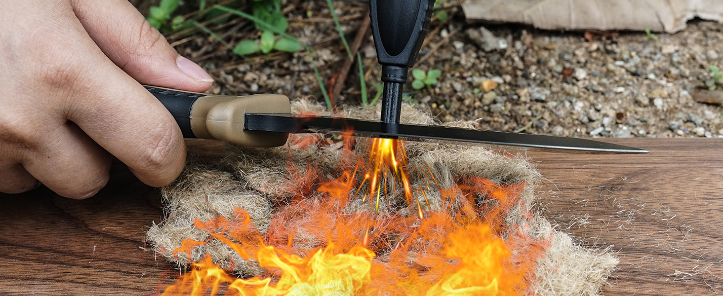 camping knife with ferro rod