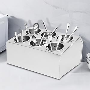 Commercial Stainless Steel Cylinder Flatware Organizer 